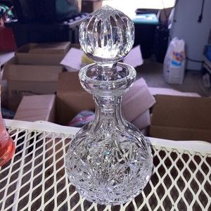Crystal Liquor Decanter 7.5” H, High End Unmarked